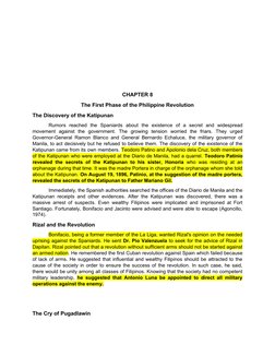 CHAPTER 8
The First Phase of the Philippine Revolution
The Discovery of the Katipunan
Rumors  reached  the  Spaniards  about
