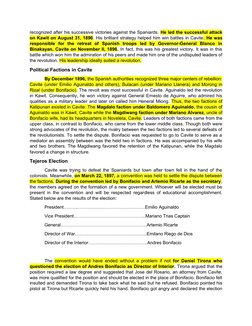 recognized after his successive victories against the Spaniards. He led the successful attack
on Kawit on August 31, 1896. Hi