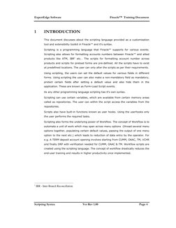 ExpertEdge Software 
 
Finacle™  Training Document 
Scripting Syntax 
Ver Rev 1.00 
Page 4  
1 
INTRODUCTION 
This document d