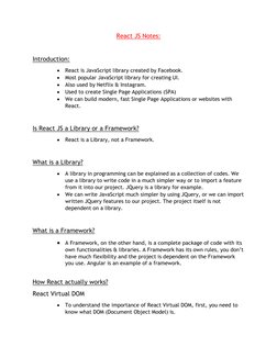 React JS Comprehensive Notes PDF | PDF | Java Script | Html