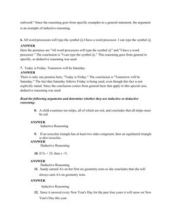 redwood." Since the reasoning goes from specific examples to a general statement, the argument 
is an example of inductive re