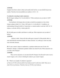 ANSWER
It appears here that in order to obtain each number after the first, we must double the previous 
number. Therefore, t