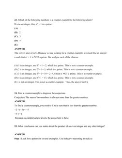 23. Which of the following numbers is a counter-example to the following claim?
If n is an integer, then n2 + 1 is a prime.
(