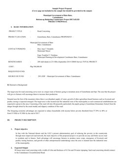 Sample Project Proposal
(Cover page not included in the sample but should be provided in the output)
Municipal Government of