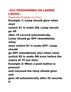 PLC Timer Logic Examples for Lamp Control | PDF | Switch | Components