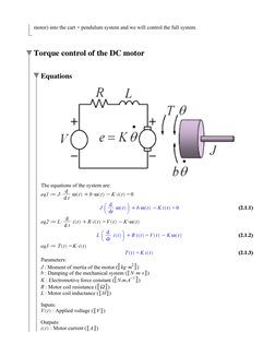 (2.1.2)
(2.1.2)
(2.1.1)
(2.1.1)
(2.1.3)
(2.1.3)
motor) into the cart + pendulum system and we will control the full system.
T