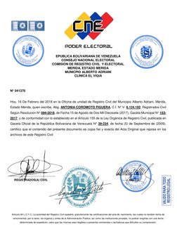 EPUBLICA BOLIVARIANA DE VENEZUELA 
CONSEJO NACIONAL ELECTORAL 
COMISION DE REGISTRO CIVIL  Y ELECTORAL 
MERID
