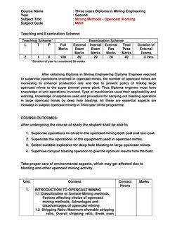 Course Name  
 
: Three years Diploma in Mining Engineering  
Year 
 
 
 
: Second  
 
 
 
 
Subject Title 
 
 
: Mining Meth