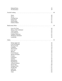 Optional Items
38
No Electronics
39
Food & Cooking .. . . . . . . . . . . . . . . . . . . . . . . . . . . . . . . . . . . . .