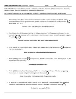 APA In-Text Citation Practice |Punctuating Citations 
 
 
Name:   
KEY 
 
 
| 
Each of the  (https://onlinelibrary.wiley.com/