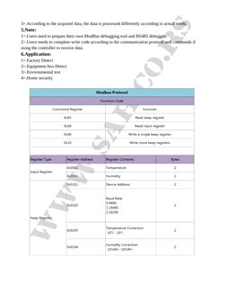 XY-MD02 Modbus RTU Sensor Overview | PDF