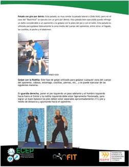 Patada con giro por detrás: Esta patada, es muy similar la patada lateral o (Side Kick), pero en el 
caso del “Back Kick” s