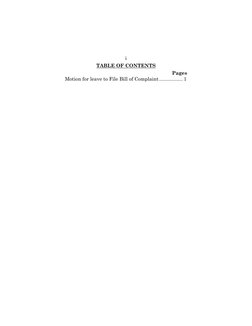 i 
 
TABLE OF CONTENTS 
Pages 
Motion for leave to File Bill of Complaint ................. 1 
 

