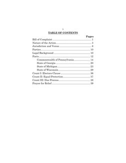 i 
TABLE OF CONTENTS 
Pages 
Bill of Complaint ........................................................ 1 
Nature of the Acti