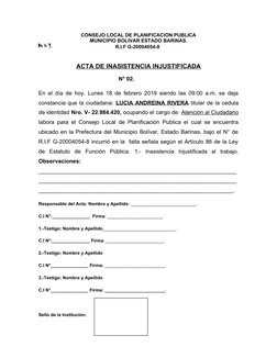 Acta de Inasistencia Injustificada | PDF | Venezuela | Ley constitucional