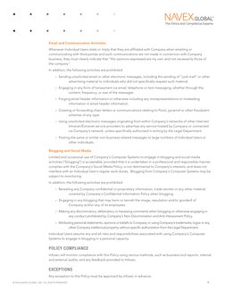 4
© 2016 NAVEX GLOBAL, INC. ALL RIGHTS RESERVED.
Email and Communication Activities
Whenever Individual Users state or imply