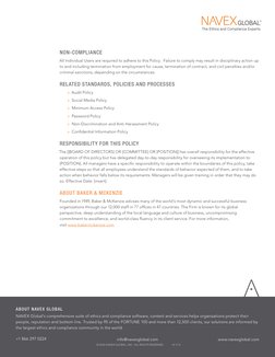 +1 866 297 0224
info@navexglobal.com
www.navexglobal.com
ABOUT NAVEX GLOBAL
NAVEX Global’s comprehensive suite of ethics and