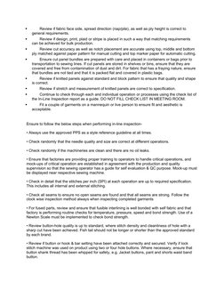 
Review if fabric face side, spread direction (nap/pile), as well as ply height is correct to 
general requirements.

Revie