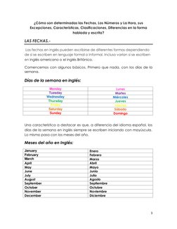 3 
 
¿Cómo son determinadas las Fechas, Los Números y La Hora, sus 
Excepciones, Características, Clasificaciones, Diferencia