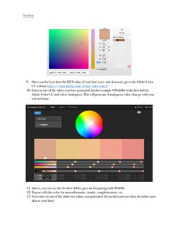 9. Once you feel you have the HEX value of your hair, eyes, and skin tone, go to the Adobe Color 
CC website https://