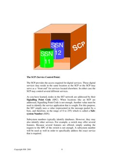 Copyright SS8  2001                                                             8
SSN 
12
SSN 
11
SCP
The SCP (Service Contro