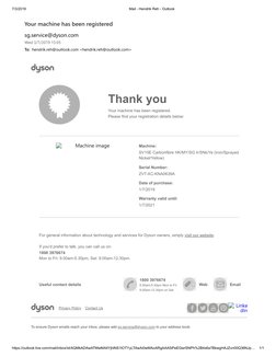 Dyson customer support contact information screenshot