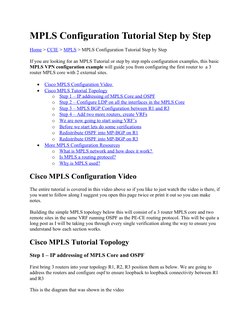 MPLS Configuration Tutorial Step by Step
Home (https://www.rogerperkin.co.uk/) > CCIE (https://www.rogerperkin.co.uk/ccie/) >