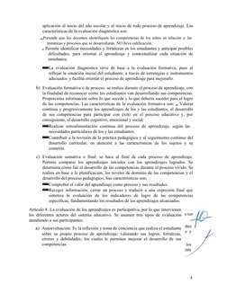 aplicación al inicio del año escolar y al inicio de todo proceso de aprendizaje. Las
características de la evaluación diagnós