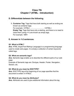 HTML Introduction for Class 7 | PDF | Computers