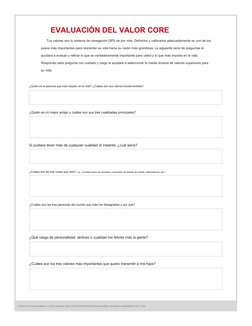 (http://thecompoundeffect.com)EVALUACIÓN DEL VALOR CORE
Tus valores son tu sistema de navegación GPS de por vida. Definirlos