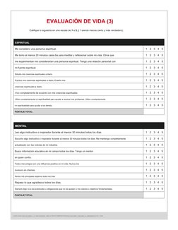 (http://thecompoundeffect.com)EVALUACIÓN DE VIDA (3)
Califique lo siguiente en una escala de 1 a 5, ( 1 siendo menos cierto