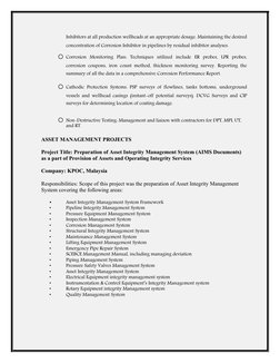 Inhibitors at all production wellheads at an appropriate dosage. Maintaining the desired
concentration of Corrosion Inhibitor