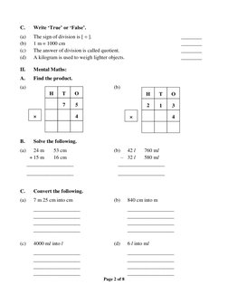 Class 2 Maths Model Test Paper | PDF | Teaching Mathematics