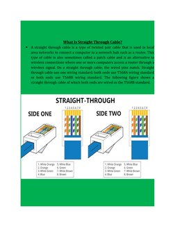 What Is Straight Through Cable?

A straight through cable is a type of twisted pair cable that is used in local
area network