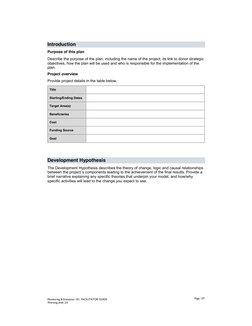 Introduction 
Purpose of this plan 
Describe the purpose of the plan, including the name of the project, its link to