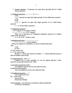 3) Ternary operator
 
 : - if operator acts upon three operands then it I called 
ternary operator.
1) Arithmetic operators: