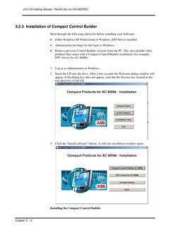 J410-03 Getting Started - RevA2.doc for AVC800PEC 
Chapter 3  - 4 
 
 
3.2.3  Installation of Compact Control Builder 
Skim t