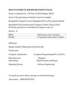 BUET IT Job Exam Pattern Overview | PDF | Technology & Engineering