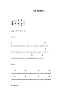 De colores 
 
 
 
 
 
Intro:    D   A   E7   A  x2 
 
Verse 1 
 
A
