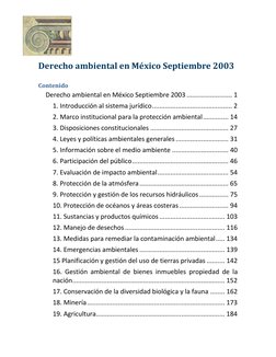  
 
Derecho ambiental en México Septiembre 2003 
Contenido 
Derecho ambiental en México Septiembre 2003 .....................