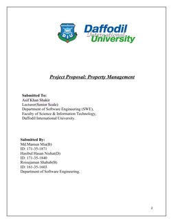 Project Proposal: Property Management
Submitted To:
Asif Khan Shakir
Lec