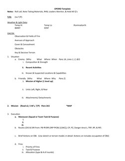 Opord Legend Example Army OPORD Template Guide | PDF | Military | Warfare