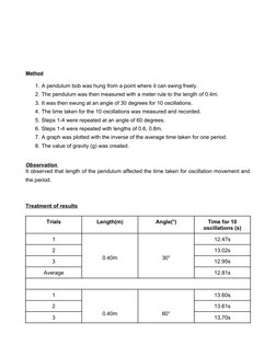 Simple Pendulum Experiment Report | PDF | Pendulum | Oscillation