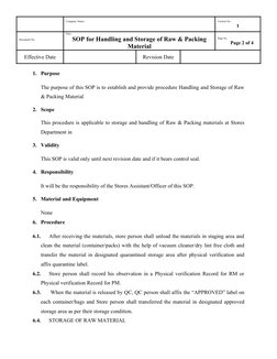 SOP for Raw & Packing Material Storage | PDF | Packaging And Labeling ...