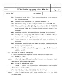 SOP for Raw & Packing Material Storage | PDF | Packaging And Labeling ...