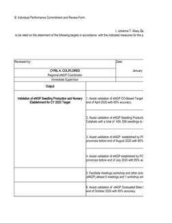 B. Individual Performance Commitment and Review Form
 to be rated on the attainment of the following targets in accordance  w