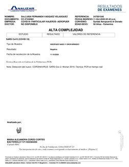 NOMBRE:
Sra.LUISA FERNANDA VASQUEZ VELASQUEZ 
REFERENCIA:
247001545
DOCUMENTO:
CC.57430961
FECHA INGRESO:11.Oct.2020 02:42 p.