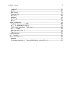 Audacity Manual  
 
2 
Audio I/O ............................................................................................