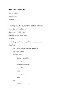 ATM Simulation Project in Python | PDF | Automated Teller Machine ...