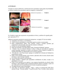 ACTIVIDAD 3
Teniendo en cuenta la definición y clasificación de las quemaduras según grados de profundidad. 
a) ¿Define el gr